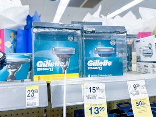 gillette mach3 razor refills on shelf in walgreens