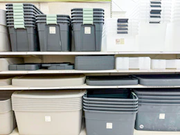 target storage bins, totes sitting on a target shelf