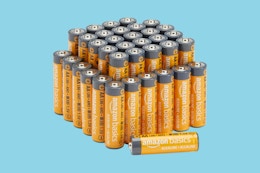 amazon basics batteries on a blue background
