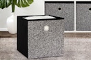 Lifestyle image of the Mainstays Black/White Boucle Cube Storage Bins in home setting