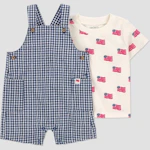 Baby Americana Gingham Overalls Set