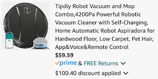 Tipdiy Robot Vacuum and Mop Combo,4200Pa