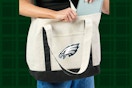 Philadelphia Eagles NFL Canvas Tote Bag with Colored Strap