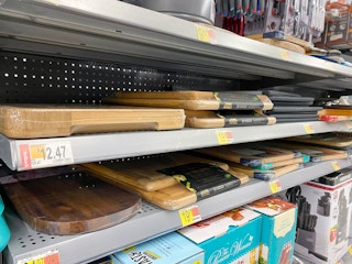 walmart thyme and table bamboo chop block on shelf