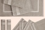 Stock image of the Mainstays 9-Piece Towel and Bath Mat Bundle in the color "Washed Stone"