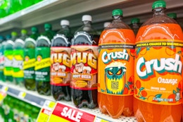 assorted soda 2-liters on store shelf