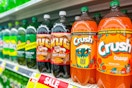 assorted soda 2-liters on store shelf