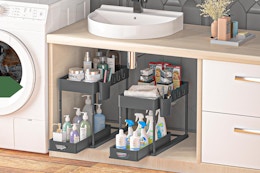 Under-Sink Organizer 2-Pack, Just $16 With Amazon Prime card image