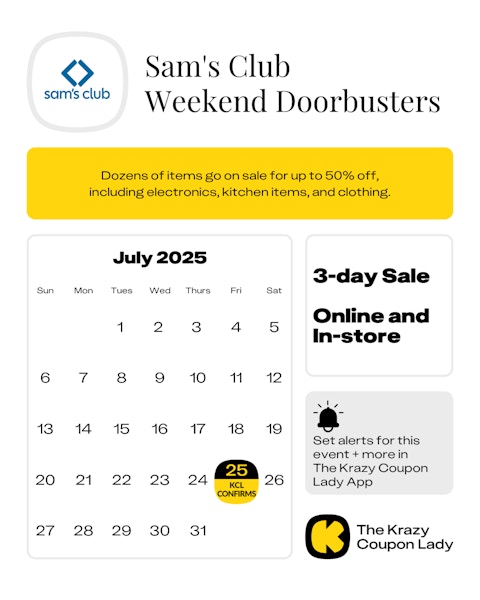 Sam's Club Doorbuster sale start date in July 2025
