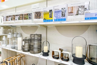 outdoor patio lights sitting on a target shelf