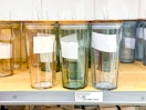 3 magnolia fluted glass tumblers together on a target shelf