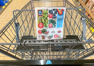 aldi weekly ad in a cart