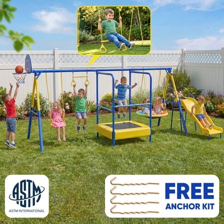Swing Set with Trampoline
