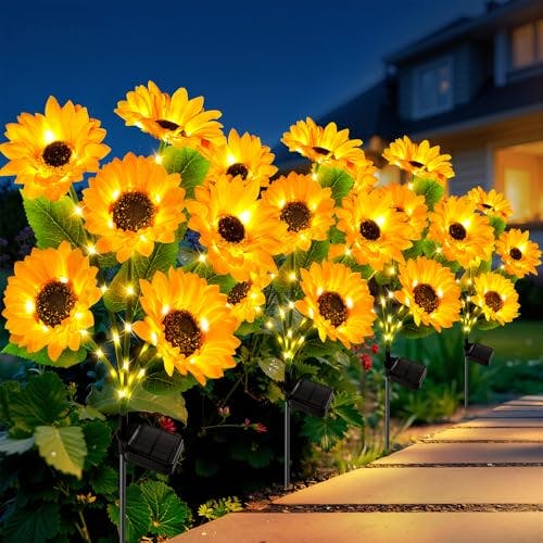 Solar Sunflower Lights 4-Pack