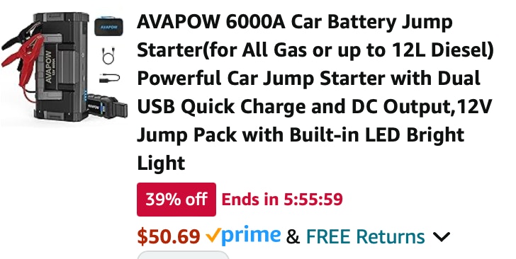 AVAPOW 6000A Car Battery Jump Starter