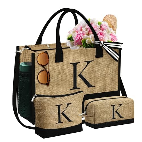 Monogram Tote and Makeup Bag Set