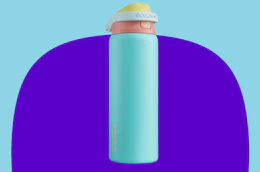 a blue water bottle