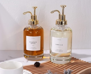 two glass syrup dispensers