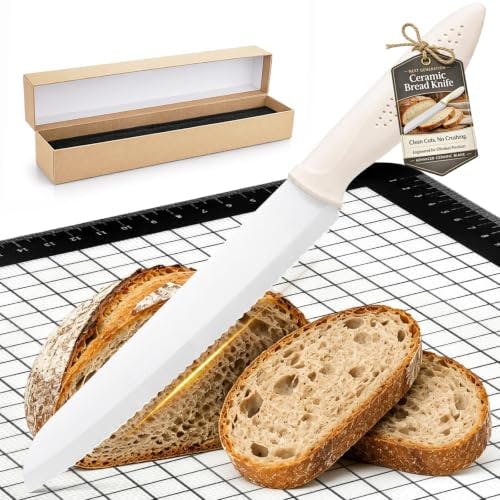 Ceramic Bread Knife & Baking Mat