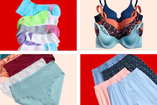 Socks, bras, and underwear groupings