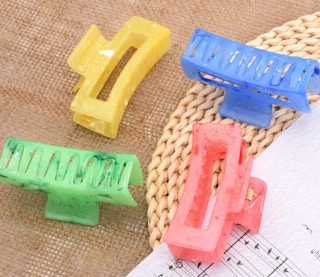 hair claw clips on a table