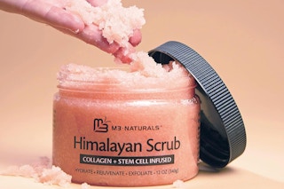 pink salt scrub in a jar