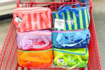trader joes mini insulated totes in shopping cart
