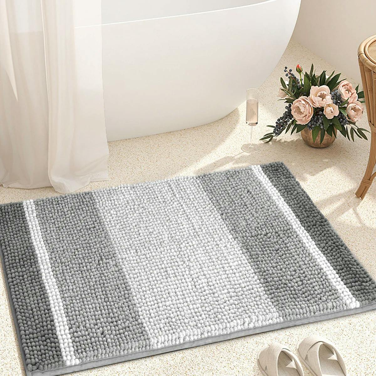 Chenille Absorbent Plush Bath Rug,