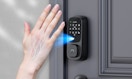 a person showing their palm to a door lock