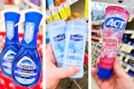 collage with dawn, suave, and act products