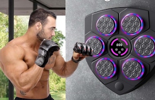 a man boxing on a boxing music machine