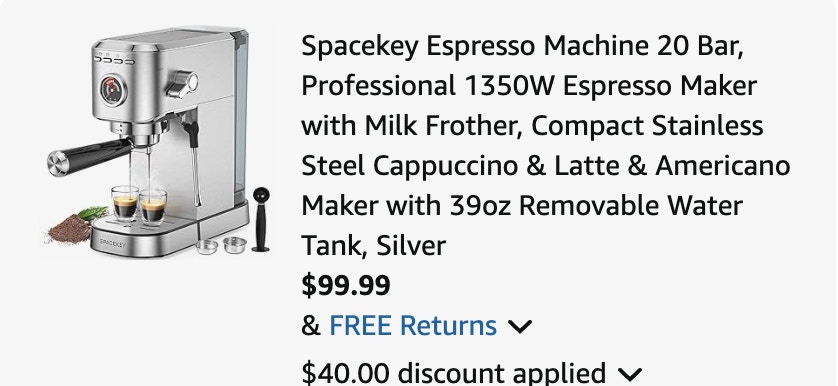 Espresso Machine Milk Frother Amazon receipt