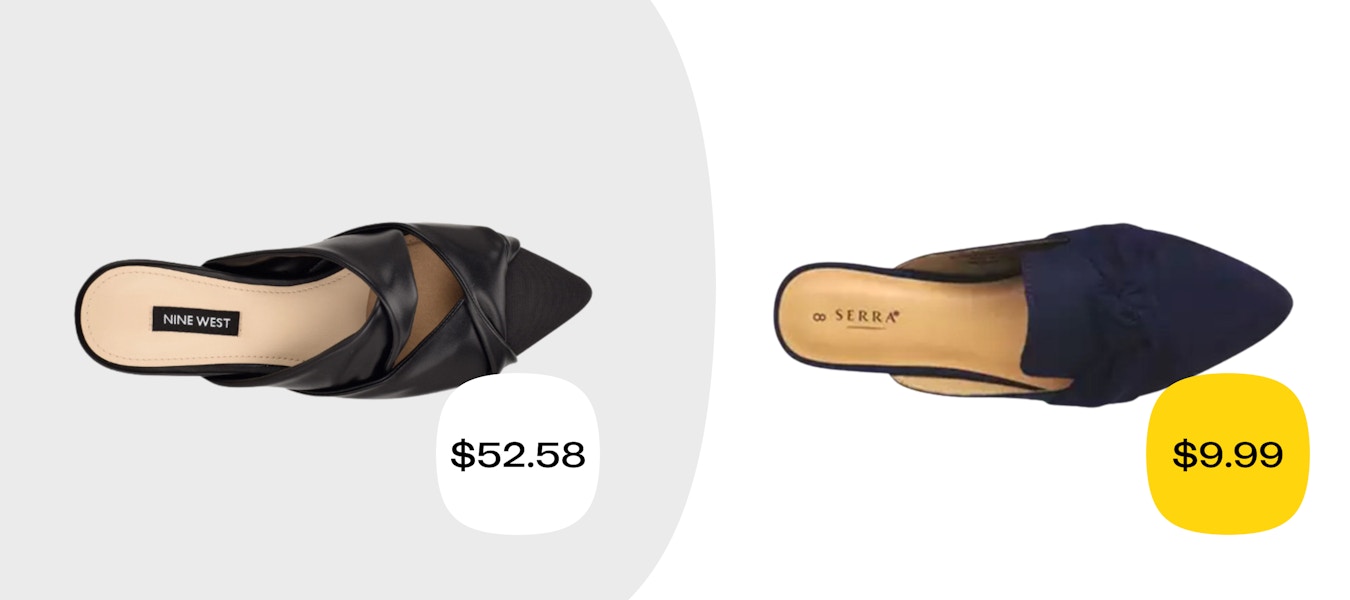 nine west vs aldi dupe graphic