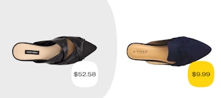 nine west vs aldi dupe graphic