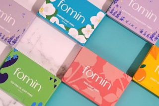 fomin soap packs lined up in a pattern