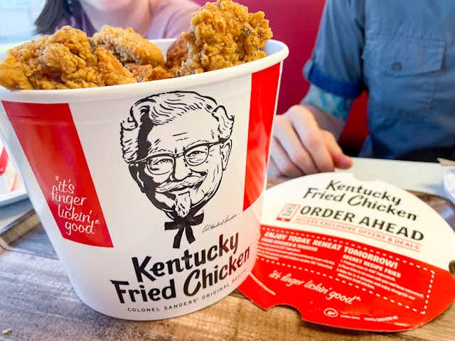 Best May Food Deals: 40% Off 12-Piece Fried Chicken Bucket at KFC card image