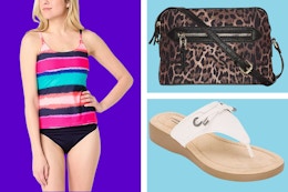 Today Only — $15 Deals at JCPenney: Sandals, Swimwear, Bags, and More card image