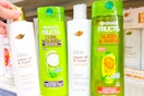dove garnier shampoo on store shelf