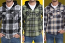plaid, fleece men's jackets