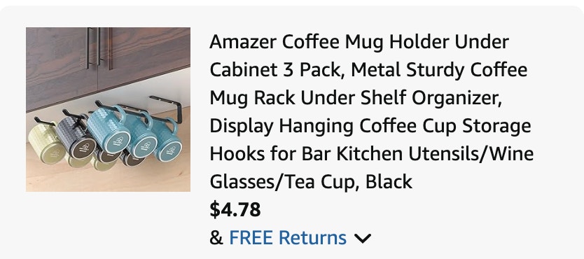 mug rack Amazon receipt