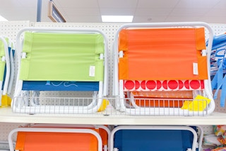 sun squad folding beach chairs sitting on a target shelf