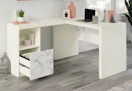 white and marble inspired l-desk
