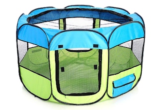 green & blue playpen