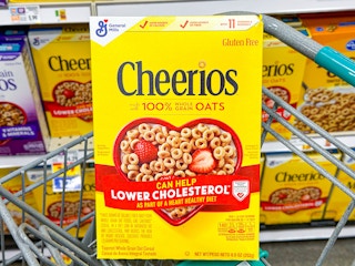 box of cheerios in shopping cart