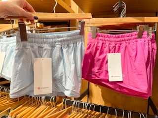 lululemon shorts fro women in grey and pink