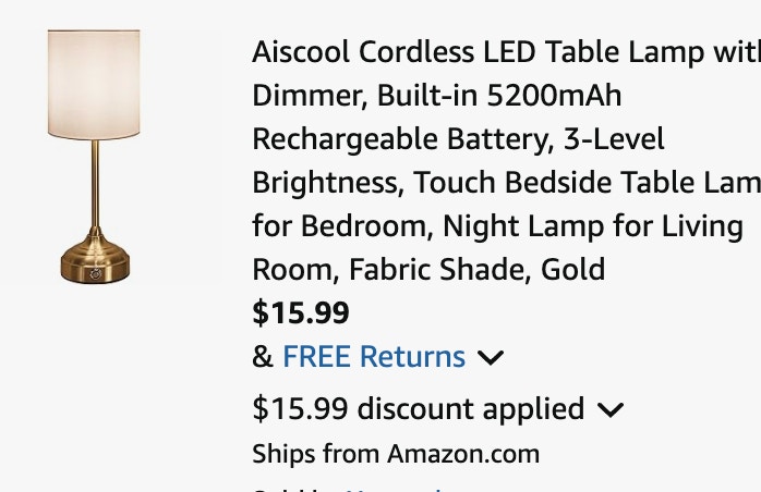 Lamp Amazon receipt