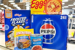 kroger 5x digital coupon deals groceries on store shelf