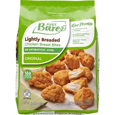 2 Just Bare Frozen Chicken Breast Bites Bags