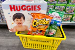 dollar general groceries in yellow basket