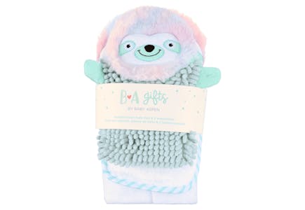 Baby Aspen Rainbow Sloth Bath Set